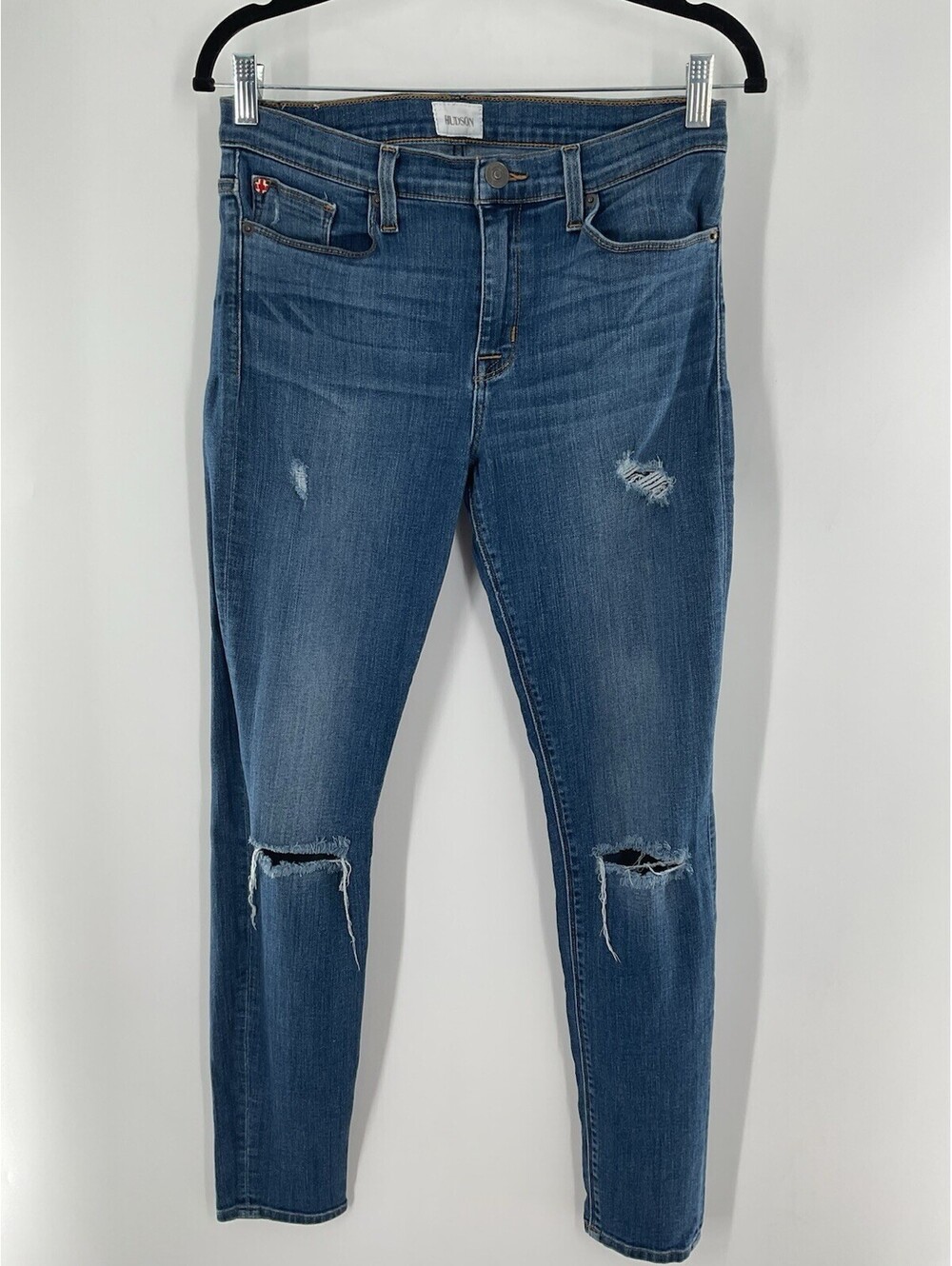 Hudson Women’s Jeans Size 29 Medium Washed Blue Distressed 008